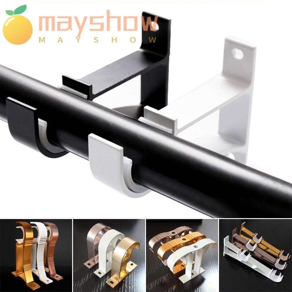Mayshow 1 ชิ้น ราวแขวนผ้าม่าน, คลิปยึด อลูมิเนียมอัลลอยด์ ตะขอแขวน, ฮาร์ดแวร์เฟอร์นิเจอร์ แคลมป์รองรับก้านคานคู่ แบบเดี่ยว