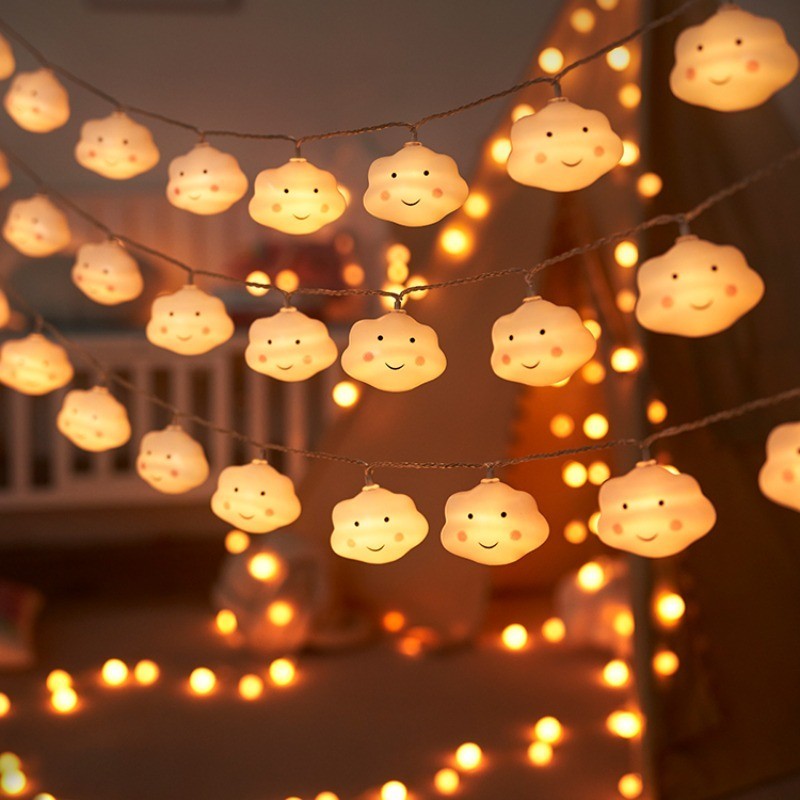 สายไฟ LED รูปก้อนเมฆน่ารัก ขนาดเล็ก สําหรับตกแต่งบูธ ตั้งแคมป์ กลางแจ้ง