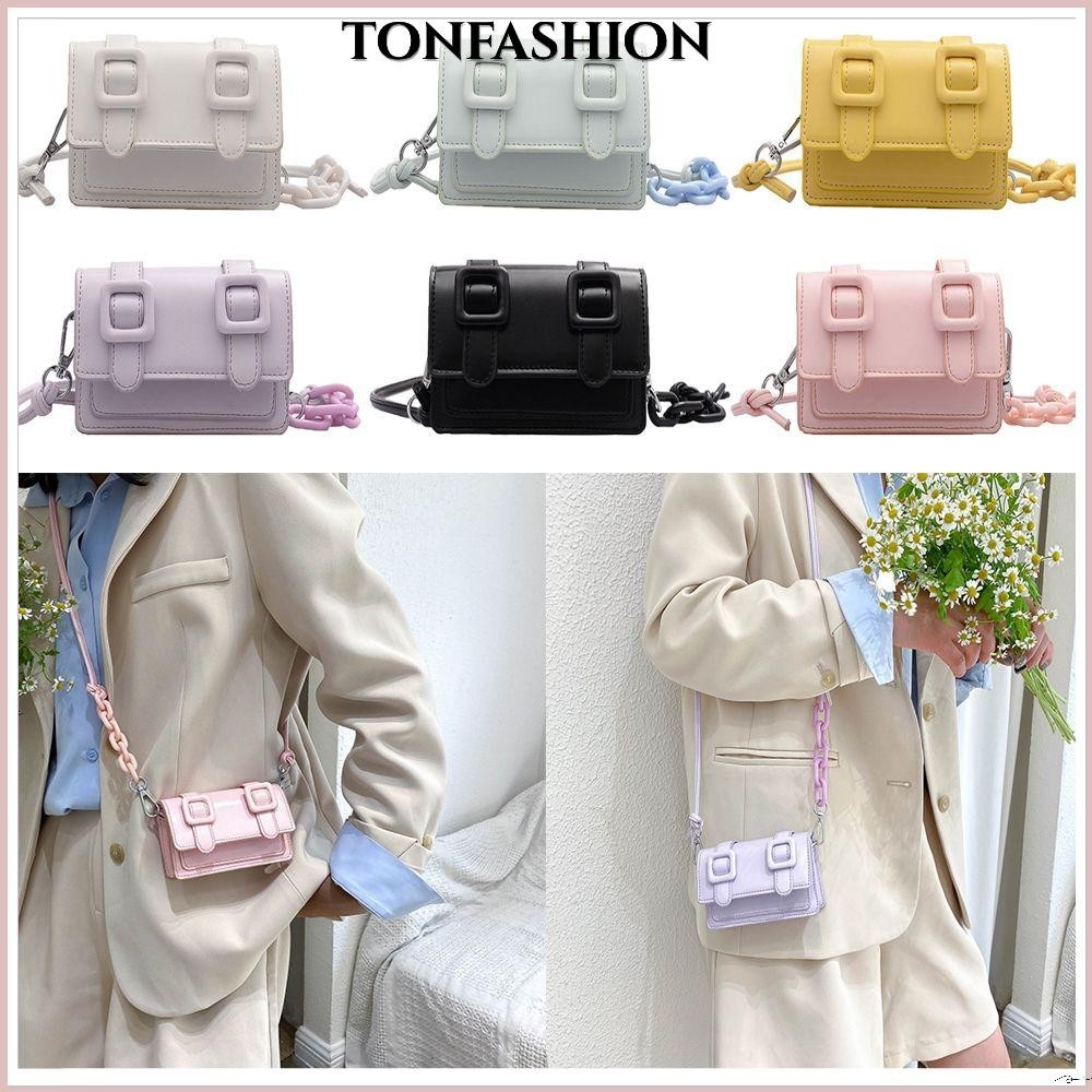 Tonfashion กระเป๋าสะพายข้าง หนัง PU ขนาดเล็ก แฟชั่นสําหรับผู้หญิง