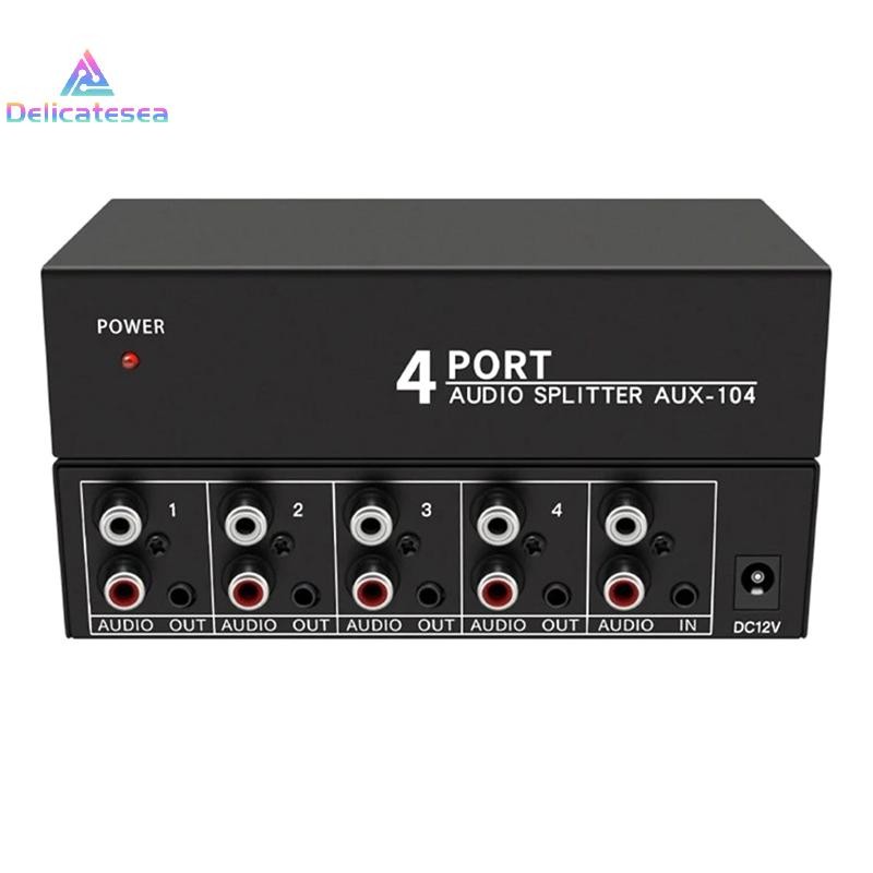 [Delicatesea] ตัวสลับเสียง RCA Aux 4 in 1 Out ตัวเปลี่ยนเสียงสเตอริโอ 4X1 3.5 มม. Aux L/R กล่องสวิตช์เสียง RCA ตัวเลือกเสียงอะนาล็อก, B ใหม่