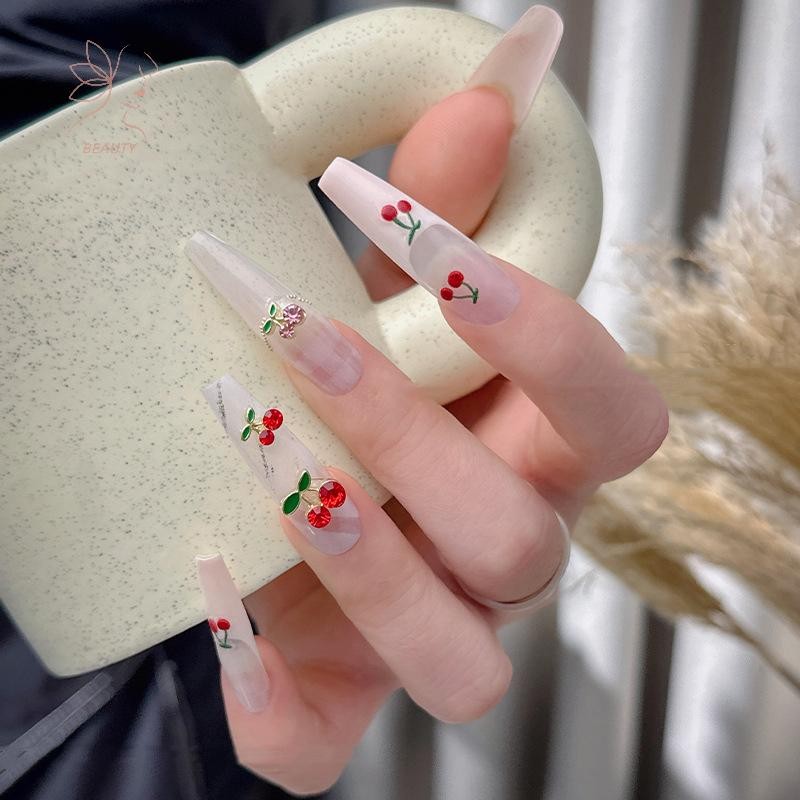 maybeauty 10 ชิ้น Cherry Nail Rhinestone 3D Cherry Charm รูปที่ 4