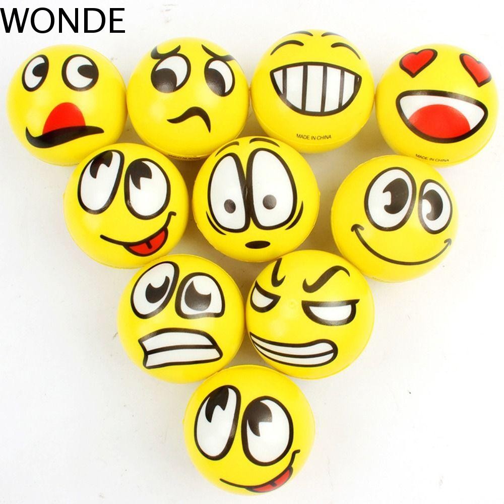 Wonde Smile Face Squeeze Ball, Expression Sponge Smile Face Foam Ball, เครื่องนวดเท้า PU 6 ซม.ยืดหยุ