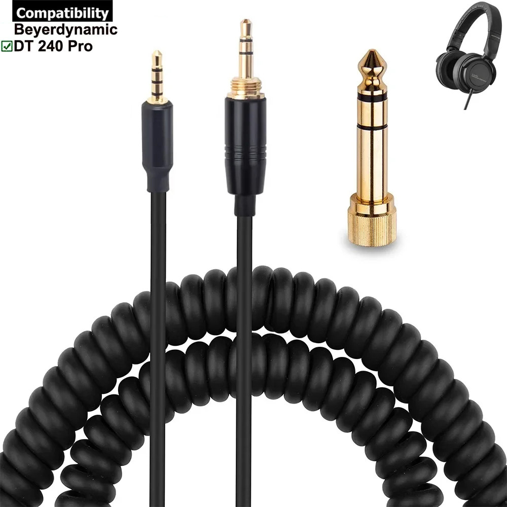 6.35 มม.ฤดูใบไม้ผลิ Coiled เปลี่ยนสายสําหรับ Beyerdynamic DT 240 DT-240 DT240 Pro หูฟัง