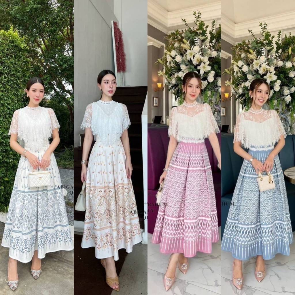 PK.ss l (พร้อมส่ง) Abigail เสื้อลูกไม้แขนสั้นแต่งระบายบ่า ชุดไทย ผ้าไทย ชุดงานบุญ งานบวช Abigail7 10