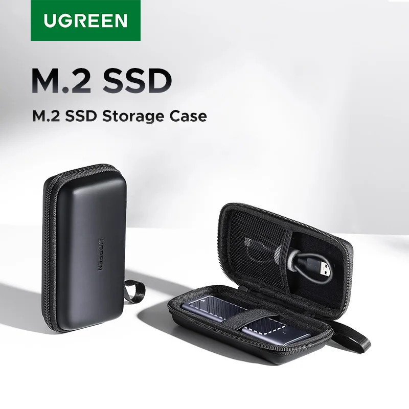 Ugreen M2 SSD Storage Case EVA + PU Case SSD Enclosure Bag สําหรับฮาร์ดไดรฟ์กระเป๋าอุปกรณ์เสริมแล็ปท
