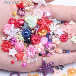 Twinkle ชุดลูกปัดไข่มุกเทียม เรซิน 4-20 มม. 45 กรัม ต่อล็อต สําหรับตกแต่งงานฝีมือ Diy สุ่มแบบ