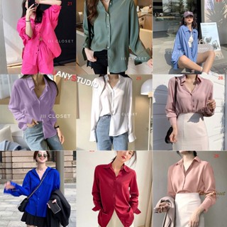 พร้อมส่ง เสื้อเชิ้ตลำลองผู้หญิงเเขนยาวส ผ้าใส่สบาย ไม่ร้อน ใส่ได้ทุกโอกาส