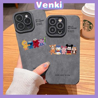 VENKI - เข้ากันได้สำหรับ เคสไอโฟน เคสไอโฟน11 เคส iphone 11 ซองหนังนุ่มกันกระแทกเคสโทรศัพท์ป้องกันกล้องสีเทาน่ารักการ์ตูนเมาส์เป็ดเข้ากันได้กับ iPhone 14 13 PRO MAX 12 PRO MAX XR XS 7Plus 8 PLUS