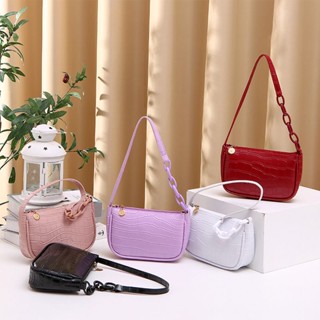 New 2023 Womens Bag Simple All-match Crocodile Underarm Bag Solid Color Commuter Shoulder Bag Large Capacity