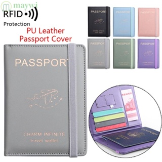 Maywi RFID ปกหนังสือเดินทาง ธุรกิจ เอกสาร กันน้ํา หนัง PU บางเฉียบ ที่ใส่หนังสือเดินทาง