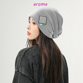 Aroma หมวกไหมพรม หมวกถักตัวอักษร หมวกแฟชั่น หมวกบีนนี่ หมวกลายกะโหลก หมวกผู้ชาย