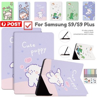 เคสหนัง ฝาพับ ลายการ์ตูน กันกระแทก พร้อมช่องใส่บัตร สําหรับ Samsung Galaxy Tab S9 S9+ S9 Plus 11.0 12.4 SM-X710 X716B X718U X810 SM-X816B