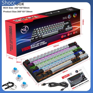 Shocc V800 คีย์บอร์ดเล่นเกม มีไฟแบ็คไลท์ LED 68 คีย์ ขนาดเล็ก สําหรับแล็ปท็อป PC Gamer