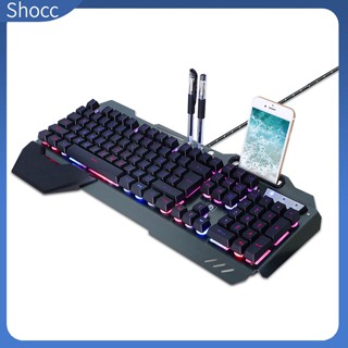 Shocc คีย์บอร์ดเล่นเกม แบบใช้สาย พร้อมไฟ RGB หลากสีสัน สําหรับแล็ปท็อป พีซี เกมเมอร์