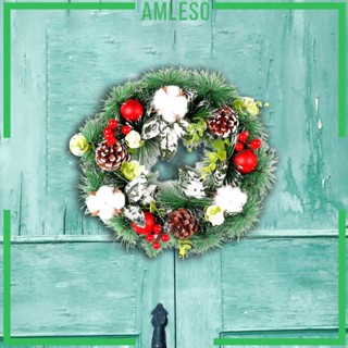 [Amleso] พวงหรีดประดิษฐ์ 30 ซม. สําหรับตกแต่งบ้าน หน้าต่าง วันหยุด ฤดูหนาว