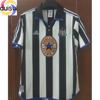 Duisui เสื้อกีฬาแขนสั้น ลายทีมชาติฟุตบอล Newcastle คุณภาพสูง สไตล์วินเทจ 99-00