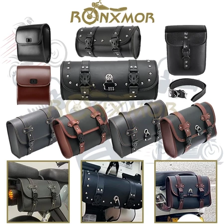 Ronxmor กระเป๋าเครื่องมือข้างรถจักรยานยนต์ Universal PU หนังพร้อมล็อก Saddlebag ด้านข้าง สําหรับเดินทาง