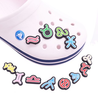 ป้ายการ์ตูนราศี Jbitz สําหรับ Croc Virgo Gemini Jibits Charm Constellation Shoe Charms Pin Taurus Jibbits Crocks สําหรับผู้ชาย ตกแต่งรองเท้า