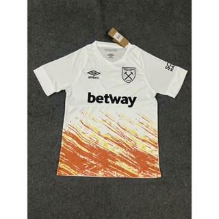 เสื้อกีฬาแขนสั้น ลายทีมชาติฟุตบอล West Ham Second Away 2324 ชุดเยือน สีขาว ไซซ์ S-XXL ชุดเยือน สําหรับผู้ชาย