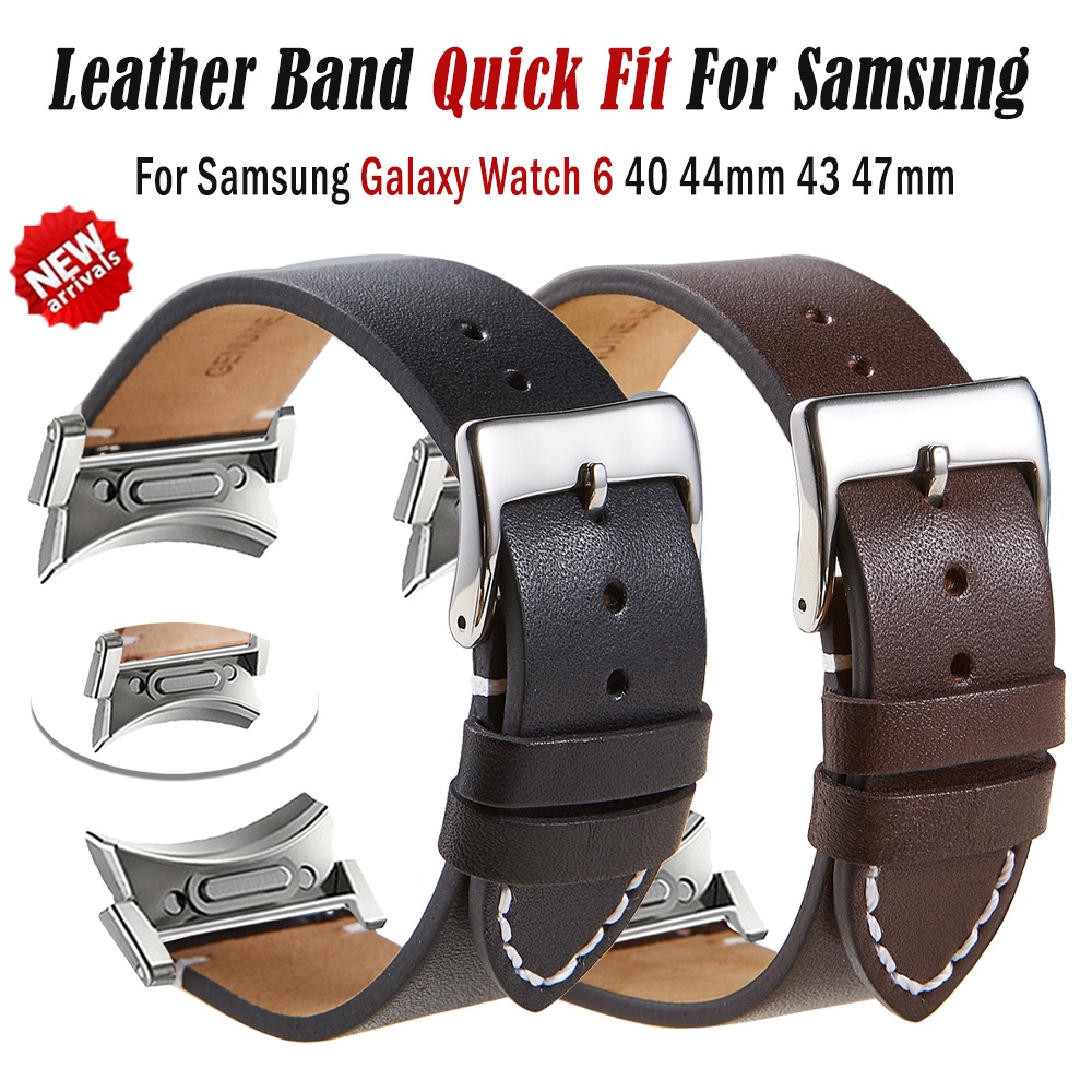 สายนาฬิกาข้อมือหนังแท้ ไม่มีช่องว่าง สําหรับ Samsung Galaxy Watch 6 Classic 47 มม. 43 มม. 5 Pro 45 มม. Galaxy Watch 6 5 4 40 มม. 44 มม.