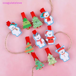 Coagulatelove 10 ชิ้น ต้นคริสต์มาส กวาง คลิป กระดาษ โปสการ์ด หัตถกรรม DIY [ขายดี]