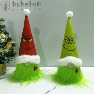 Hshelan ตุ๊กตาโนมเอลฟ์ ไร้หน้า ผ้ากํามะหยี่ขนนิ่ม สีเขียว สําหรับตกแต่งบ้าน วันคริสต์มาส