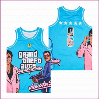 เสื้อกีฬาบาสเก็ตบอล ลายทีม YP2 GTA Vice City Stories Ice Blue Jersey พลัสไซซ์ สําหรับผู้ชาย และผู้หญิง PY2