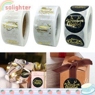 Solighter สติกเกอร์ฟอยล์ ลายคริสต์มาส สีทอง สําหรับติดตกแต่ง ของขวัญ งานแต่งงาน 500 ชิ้น