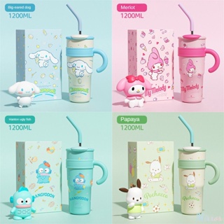 700 Ml/1200 Ml Sanrio ถ้วยน้ำแข็งกระติกน้ำร้อนขวดน่ารัก Kuromi Cinnamoroll แก้ว 304 สแตนเลสสาวถ้วยฟางนักเรียนมูลค่าสูงถ้วยน้ำ M