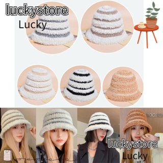 Lucky หมวกบักเก็ต ผ้ากํามะหยี่ขนนิ่ม หนา กันความหนาว ให้ความอบอุ่น แฟชั่นฤดูใบไม้ร่วง และฤดูหนาว สําหรับชาวประมง