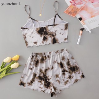 Yuan ใหม่ ชุดเสื้อสายเดี่ยว กางเกงขาสั้น ทรงหลวม สีมัดย้อม เซ็กซี่ แฟชั่นสําหรับสตรี สองชิ้น ZHN