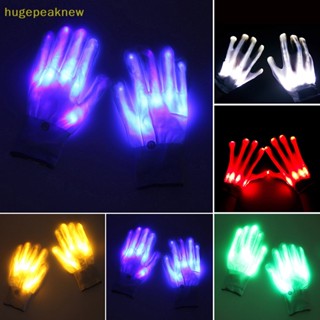 Hugepeaknew ถุงมือนีออน LED เรืองแสง พร็อพสําหรับงานปาร์ตี้