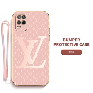 LV Ybd เคสโทรศัพท์มือถือ ซิลิกาเจล พร้อมสายคล้อง ป้องกันเลนส์ สําหรับ OPPO Realme 8 Pro 4G 5G 8i Q3i V13 5G Narzo 50 Narzo 30