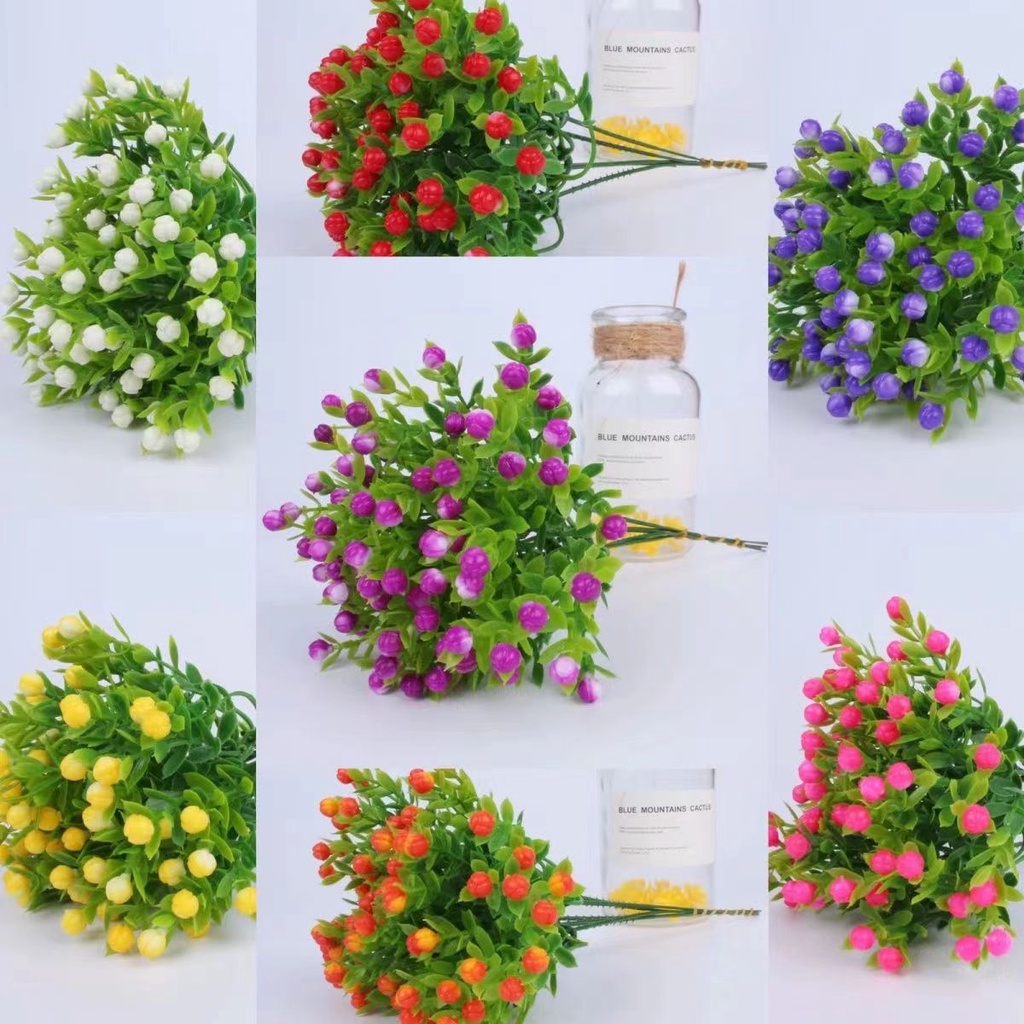 มินิตกแต่ง ดอกไม้ พืชพลาสติก ดอกไม้ประดิษฐ์1ช่อ การจัดดอกไม้สําหรับห้องนอนห้องนั่งเล่น เดสก์ท็อป ตกแต่งบ้าน