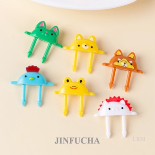 Jinfucha 6 ชิ้น / เซต มินิ การ์ตูนสัตว์ ผลไม้ ส้อม เด็ก ขนมเค้ก ขนมหวาน อาหาร ผลไม้ ไม้จิ้มฟัน เบนโตะ อาหารกลางวัน ตกแต่งปาร์ตี้