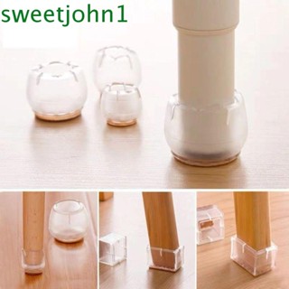 Sweetjohn ปลอกหุ้มขาเก้าอี้ PVC ทรงกลม ไร้เสียง กันลื่น เพื่อความปลอดภัย สําหรับเฟอร์นิเจอร์ 16 ชิ้น