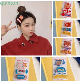 Quinton ชุดกิ๊บติดผมเด็ก 3 ชิ้น, กิ๊บติดผมเด็ก กระต่าย โลหะผสม, หมีหวาน อะคริลิค เครื่องประดับผม ของขวัญเด็ก