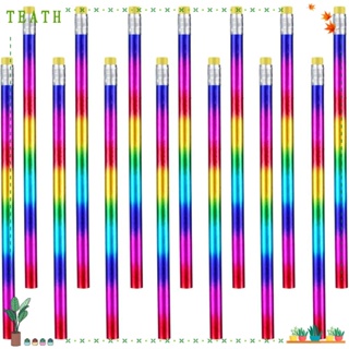 Teath ดินสอไม้ ทรงกลม สีรุ้ง หลากสี 48 ชิ้น