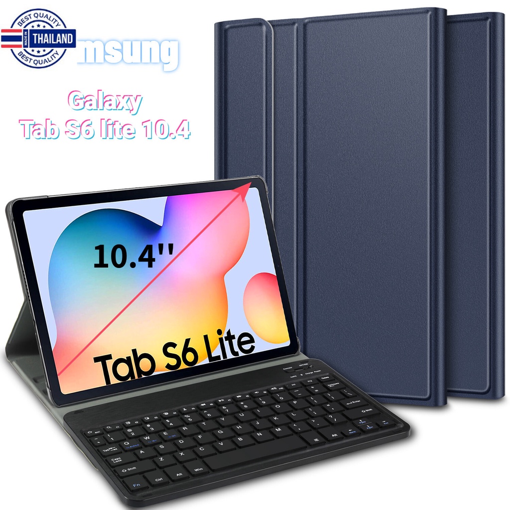 ส่งจากกรุงเทพ Keyboard Case สำหรั Samsung Galaxy Tab S6 Lite 10.4 แท็เล็ต Slim PU Case พร้อมคีย์อร์ดไร้สายแถอดได้สำหรั