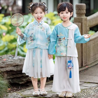 Hanfu ชุดเสื้อผ้า สไตล์จีนโบราณ สองชิ้น แฟชั่นฤดูใบไม้ผลิ ฤดูใบไม้ร่วง สําหรับเด็กผู้ชาย 2023