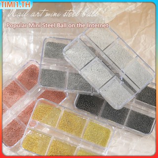 Art Mini Metal โลหะลูกเหล็กเครื่องประดับเล็บอุปกรณ์ตกแต่งเล็บเล็บมินิโลหะลูกเหล็กขนาดเล็ก 6-Pad ชุดผสมกล่อง gold และ Silver Gun สีดำ เครื่องประดับเล็บ | ทิมิ1