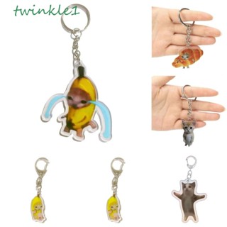 Twinkle1 พวงกุญแจ จี้รูปกล้วย แมว กล้วยน่ารัก อุปกรณ์เสริม สําหรับห้อยโทรศัพท์มือถือ กระเป๋าเป้สะพายหลัง