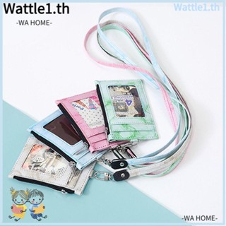 Wttle กระเป๋าใส่บัตร หนัง PU มีซิป พร้อมสายคล้องคอ สําหรับนักเรียน