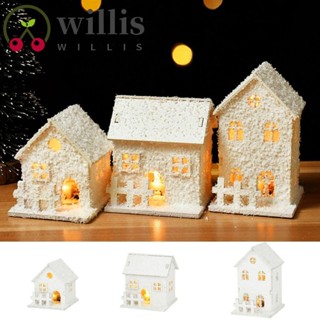 Willis ไฟ LED บ้านไม้ รูปปราสาทเรืองแสง ขนาดเล็ก ของขวัญเด็ก พร้อมเกล็ดหิมะ สีขาว