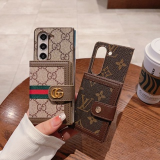 เคสโทรศัพท์มือถือหนัง PU ฝาพับ กันกระแทก พร้อมช่องใส่บัตร หรูหรา สําหรับ Samsung Galaxy Z Fold 3 4 5 5G Z Fold5