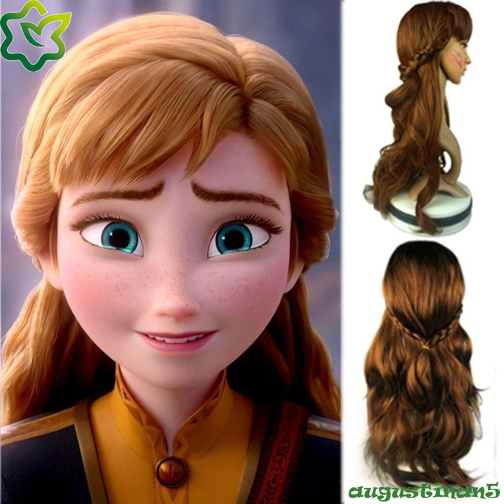 Augustinan วิกผมคอสเพลย์เจ้าหญิงแอนนา สีน้ําตาล Frozen2 สําหรับปาร์ตี้ฮาโลวีน