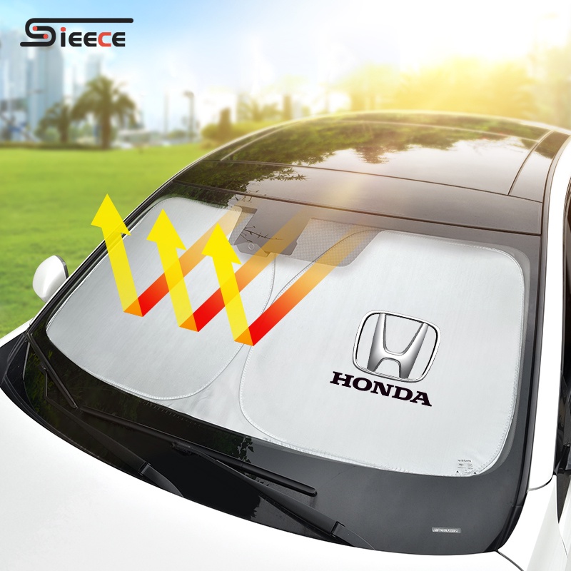 Sieece บังแดดรถยนต์ ผ้าคลุมกระจกหน้ารถยนต์ สำหรับ Honda City Jazz HRV Civic Brio