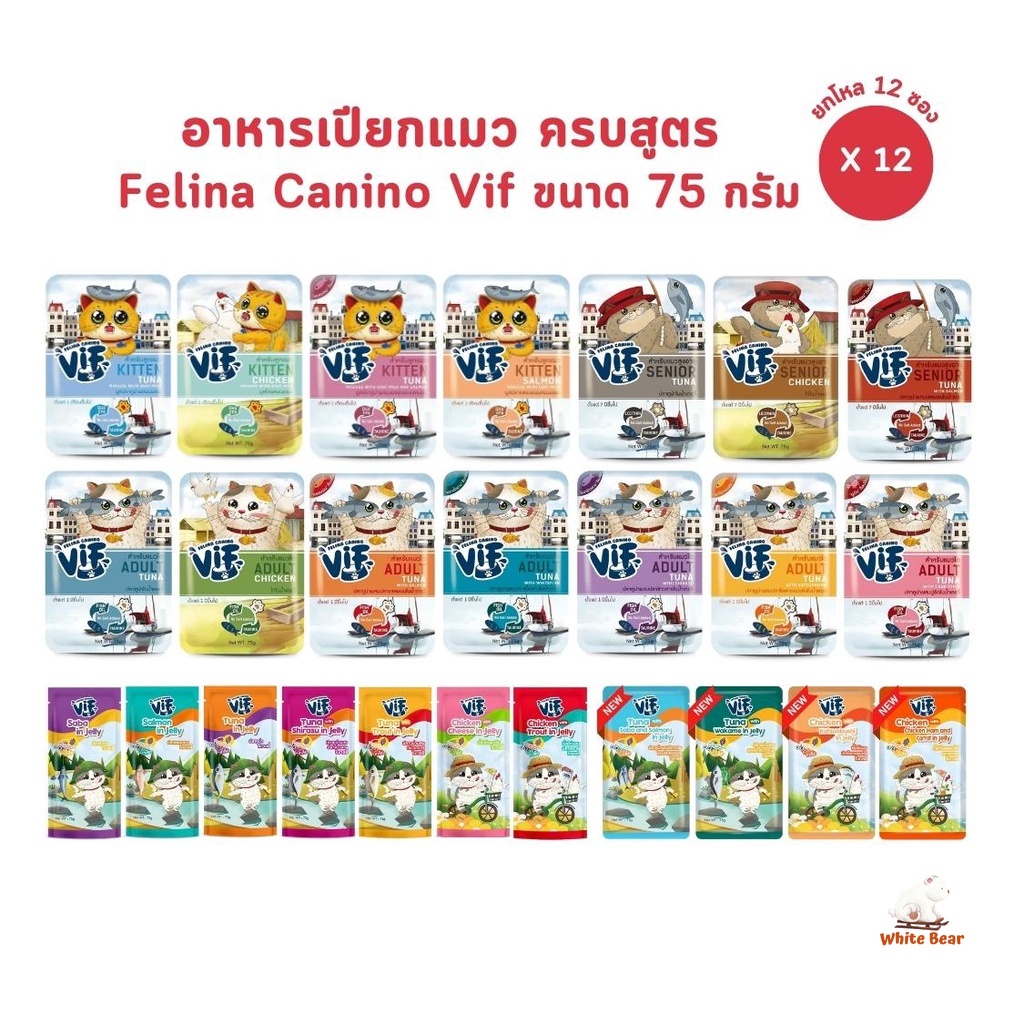 Vif [12 ซอง] อาหารเปียกแมววิฟ อาหารแมว ยกโหล ขนาด 75 กรัม