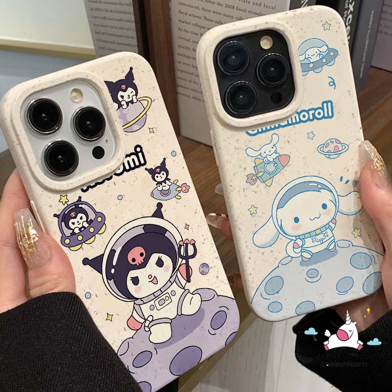 เคสโทรศัพท์มือถือ แบบนิ่ม ลายการ์ตูนนักบินอวกาศ Sanrio Kuromi น่ารัก ย่อยสลายได้ สําหรับ iPhone X 15 11 13 12 14 Pro MAX XR 7plus 15 8 6S 7 6 Plus XS MAX SE 2020