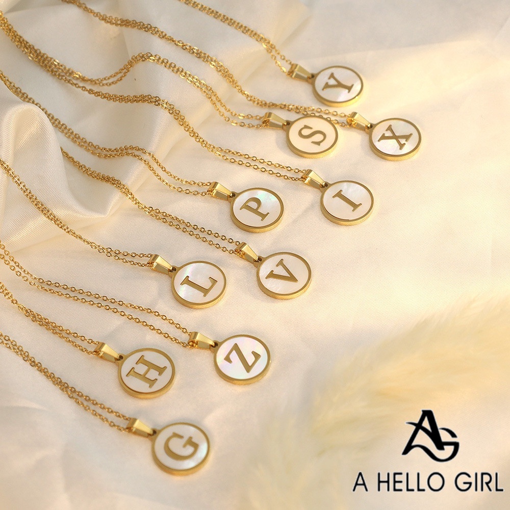 A HELLO GIRL สร้อยคอโซ่ จี้ตัวอักษร โลหะผสม อเนกประสงค์ แบบเรียบง่าย สําหรับผู้หญิง